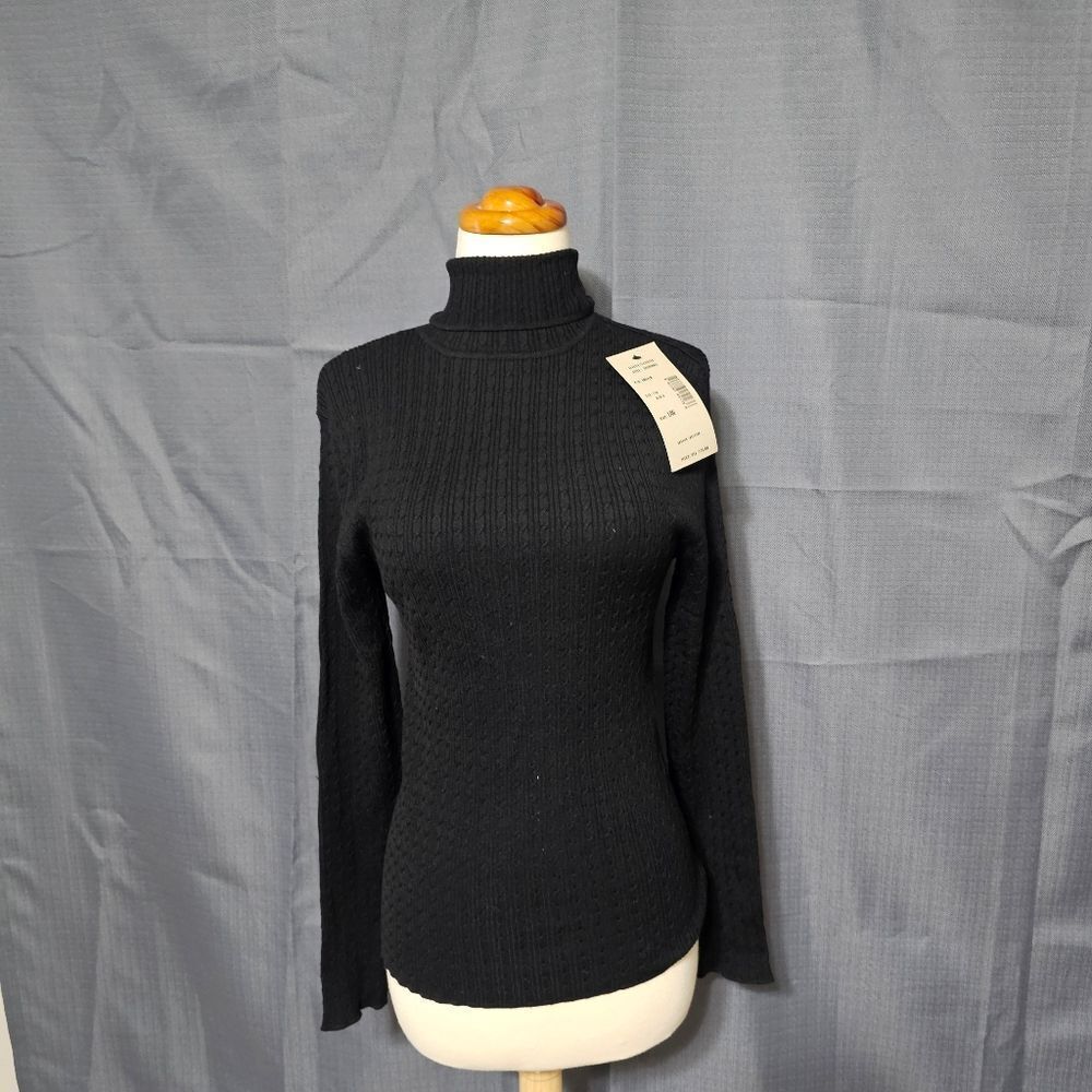 NWT Philippe ADEC Black Ribbed Turtleneck Sweater Size L